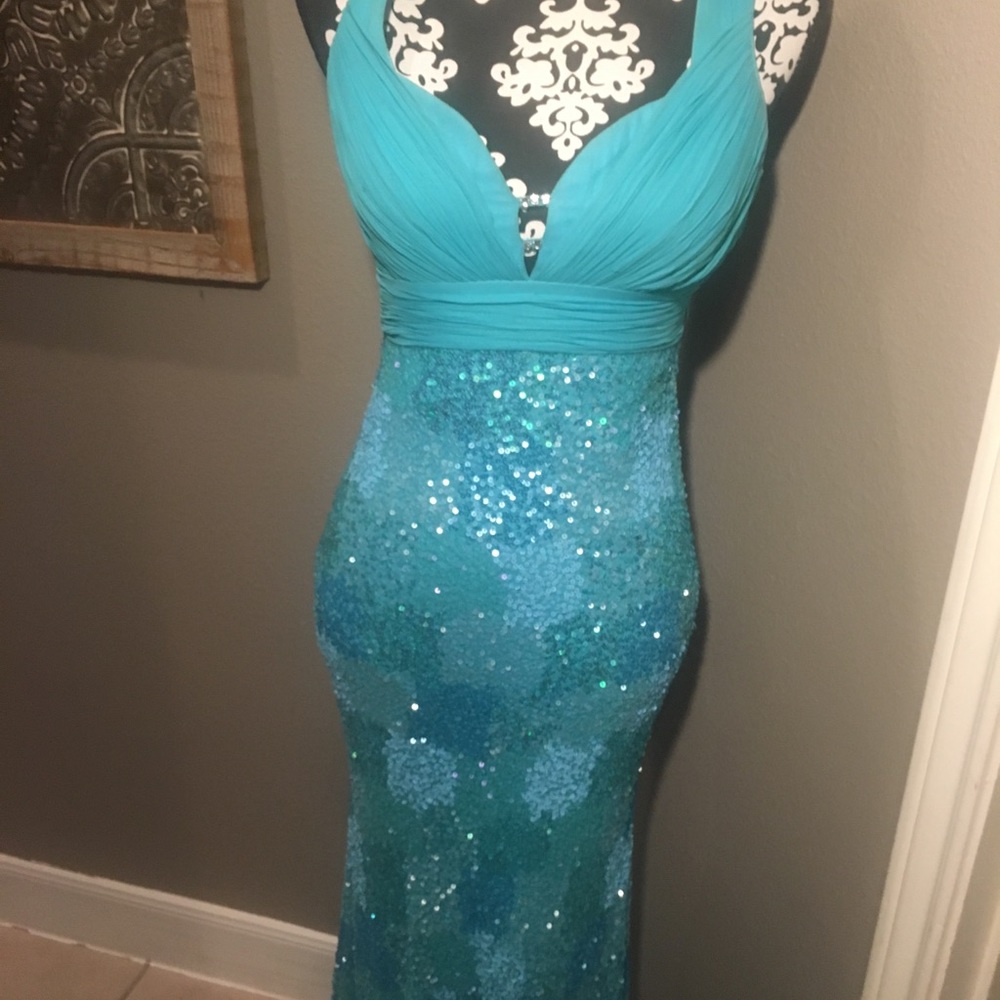Turquoise  formal gown, Prom size 4